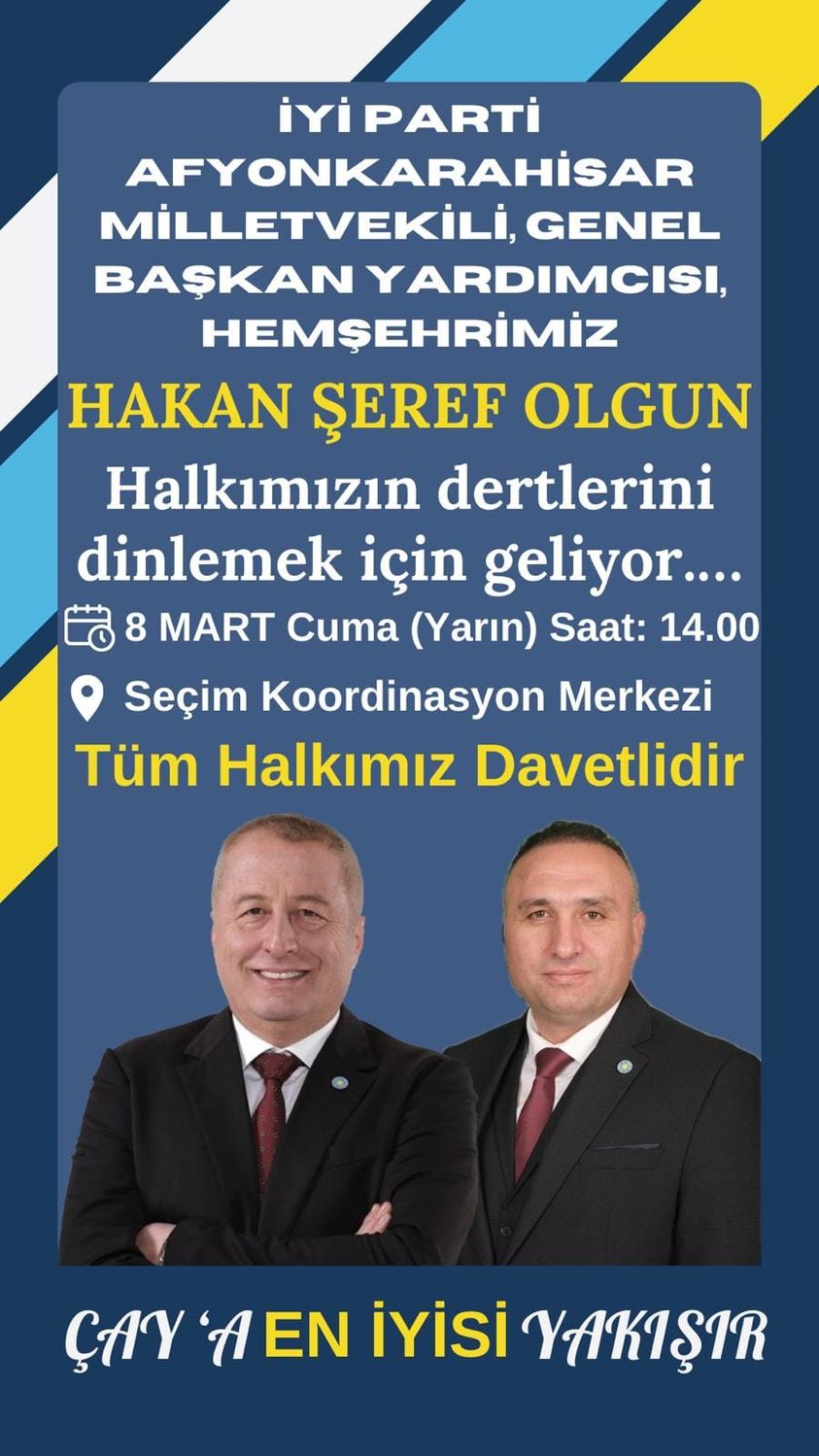 HAKAN ŞEREF OLGUN CUMA GÜNÜ 14:00'DA AFYONLULARLA BULUŞACAK