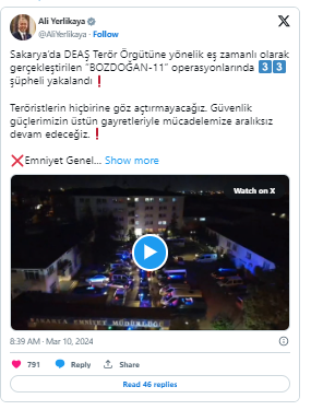 DEAŞ'A Yönelik ‘Bozdoğan-11’ Operasyonları