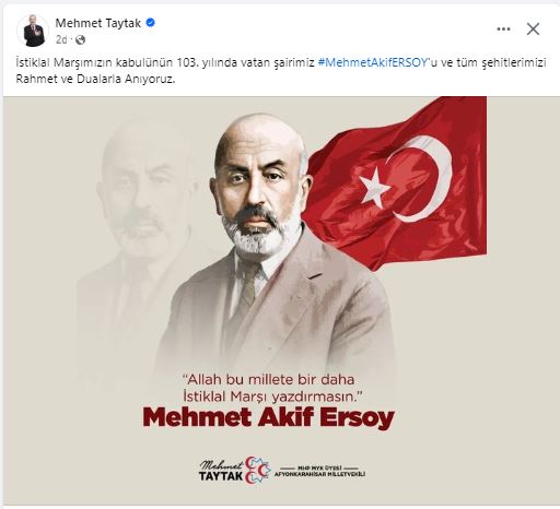 TAYTAK MİLLİ ŞAİRİMİZİ UNUTMADI