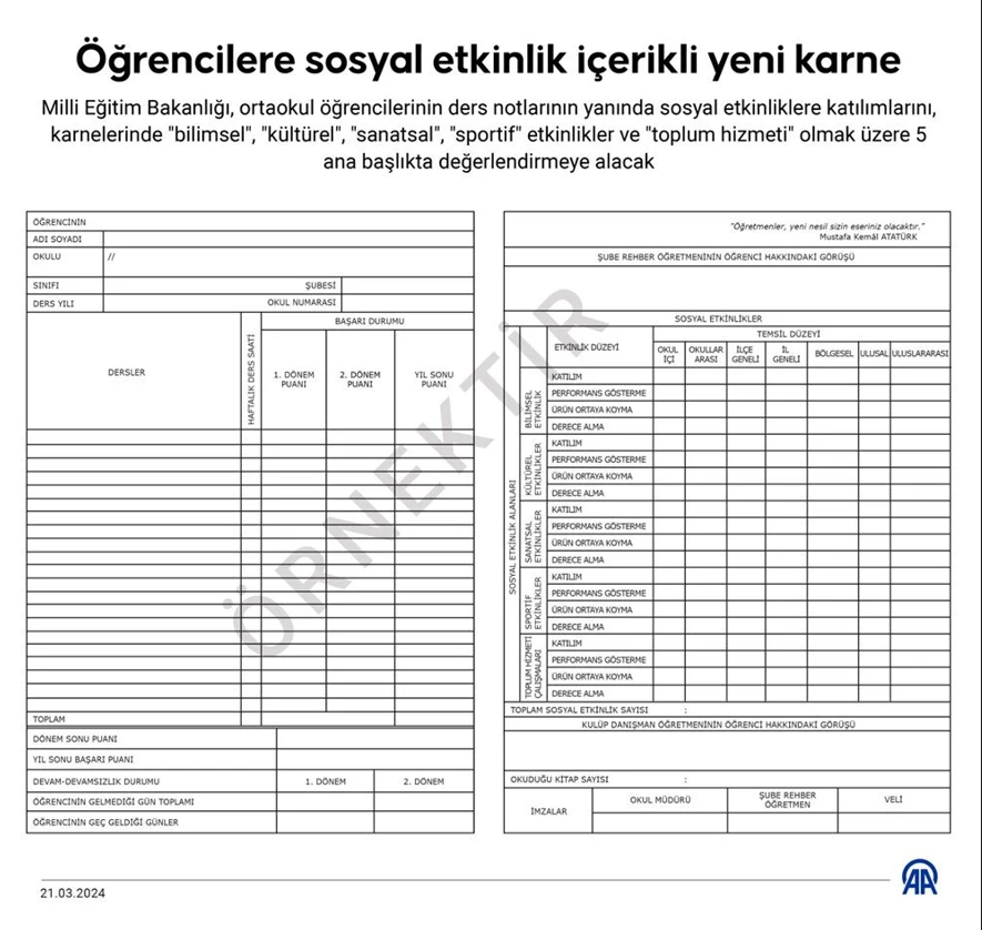 Eğitimde Yeni Dönem Öğrenci Karneleri Değişiyor