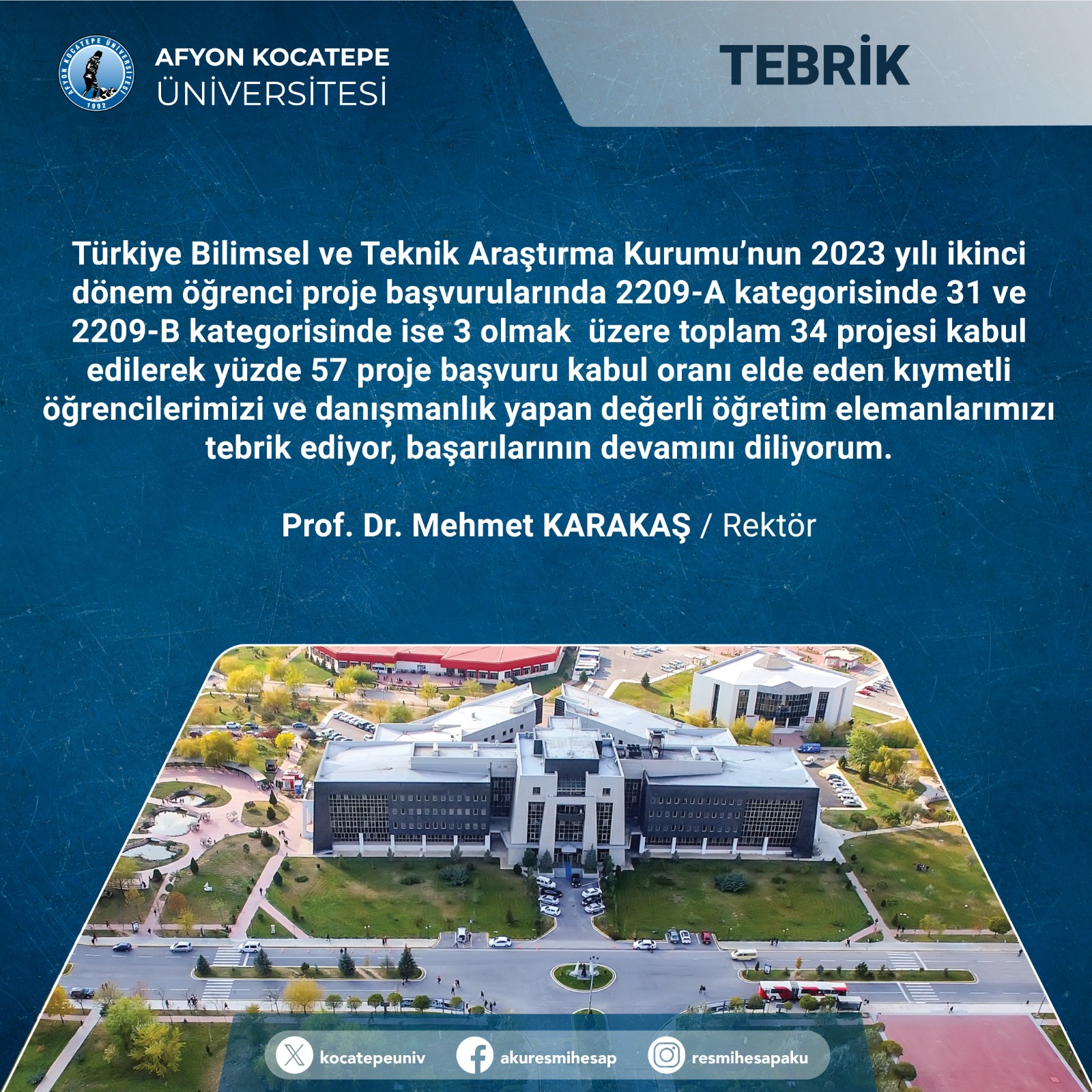 Öğrencilerinin Başarısını Rektör Karakaş Duyurdu