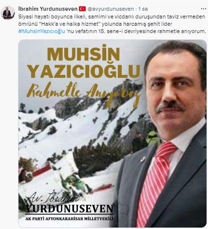 YURDUNUSEVEN YAZICIOĞLU'NU ANDI
