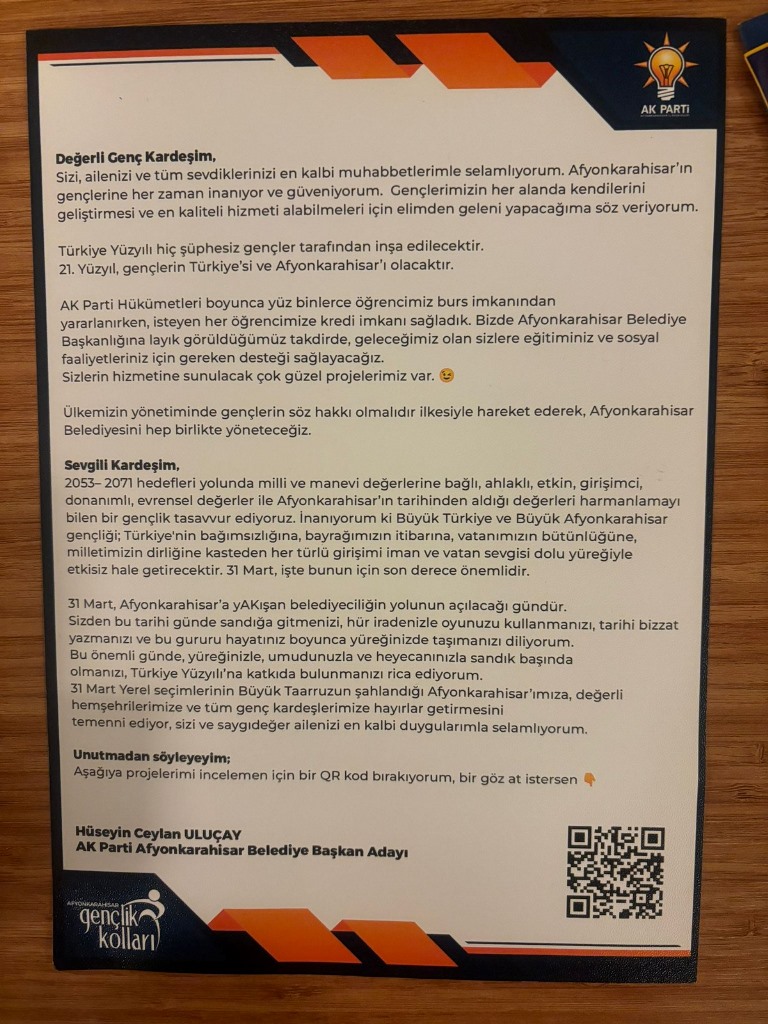 ULUÇAY'DAN İLK KEZ OY KULLANACAK 4 BİN 500 KİŞİYE MEKTUP