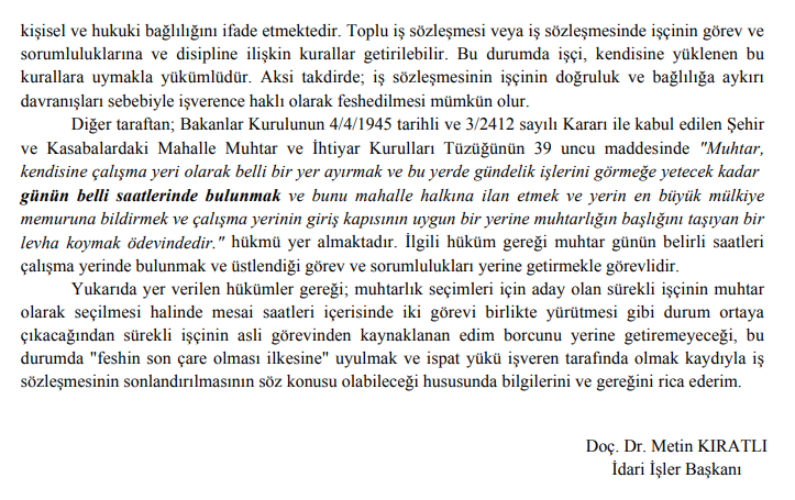 Kamuda çalışan işçi muhtar seçilirse istifa etmeli mi?