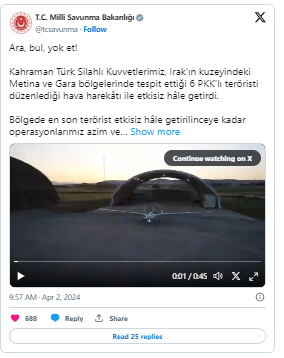 MSB’den Paylaşım: “Ara, Bul, Yok Et!”