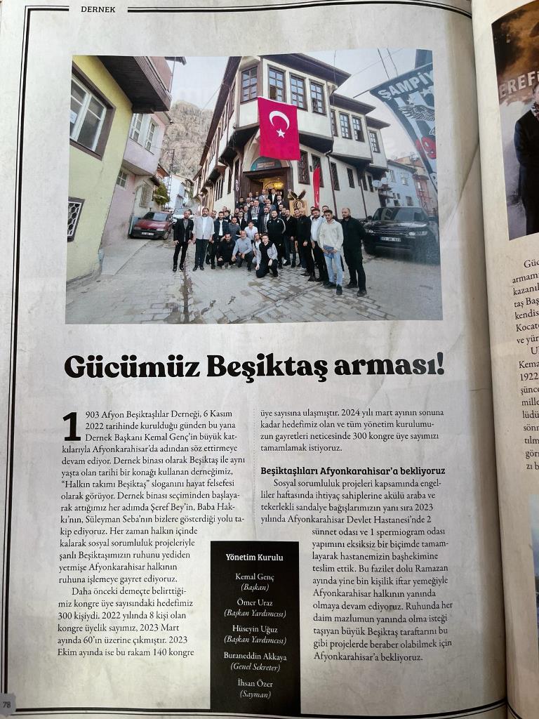 BEŞİKTAŞ DERGİSİNDE AFYON İZLERİ