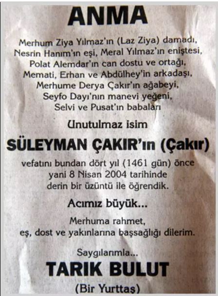 Süleyman Çakır'ı' unutmadı! Ölümünün 20'nci yıl dönümünde unutulmadı