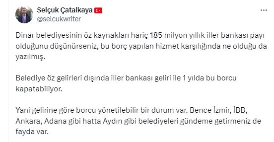 Dinar'daki Borç Tablosuna Yanıt Danışman Çatalkaya'dan Geldi