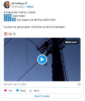 Teleferik Faciasında Tahliye Sayısı 112'ye Ulaştı