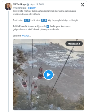 Teleferik Faciasında Tahliye Sayısı 112'ye Ulaştı
