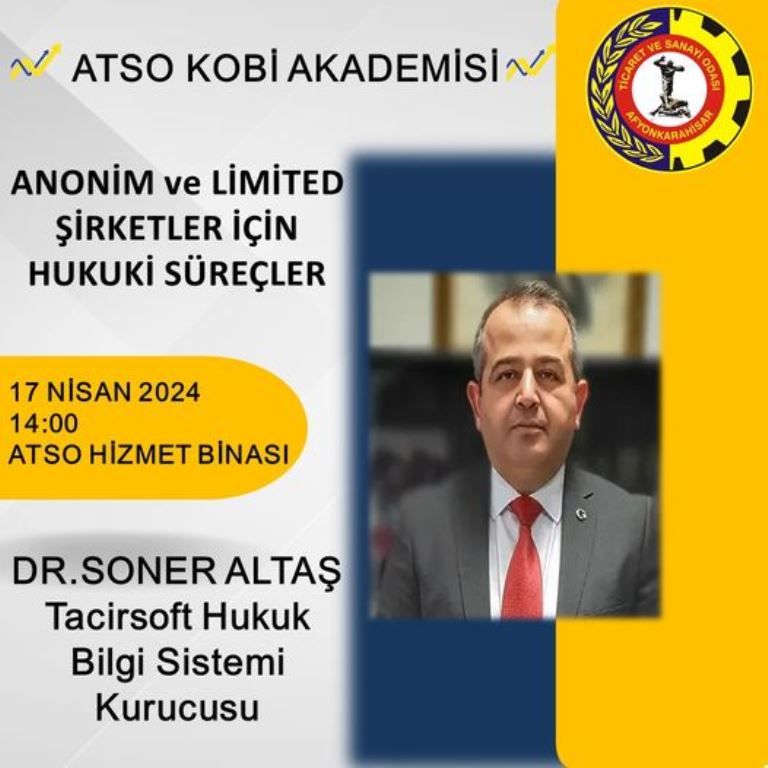 DR. SONER ALTAŞ ATSO'DA EĞİTİM VERECEK