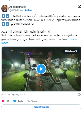 19 İlde  ‘Bozdoğan-25’ Operasyonları