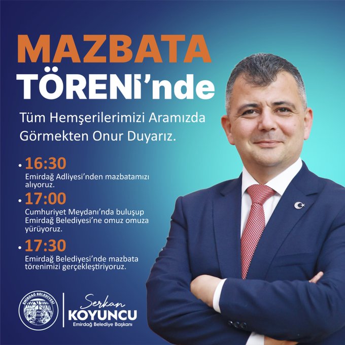 Emirdağ'da İtirazlar Sonuç Vermedi Başkan Koyuncu Mazbatasını Alıyor