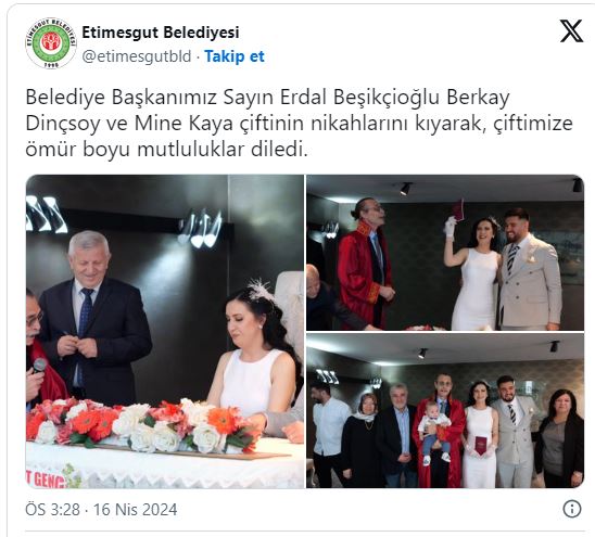 Belediye başkanı seçilen Erdal Beşikçioğlu ilk nikahını kıydı