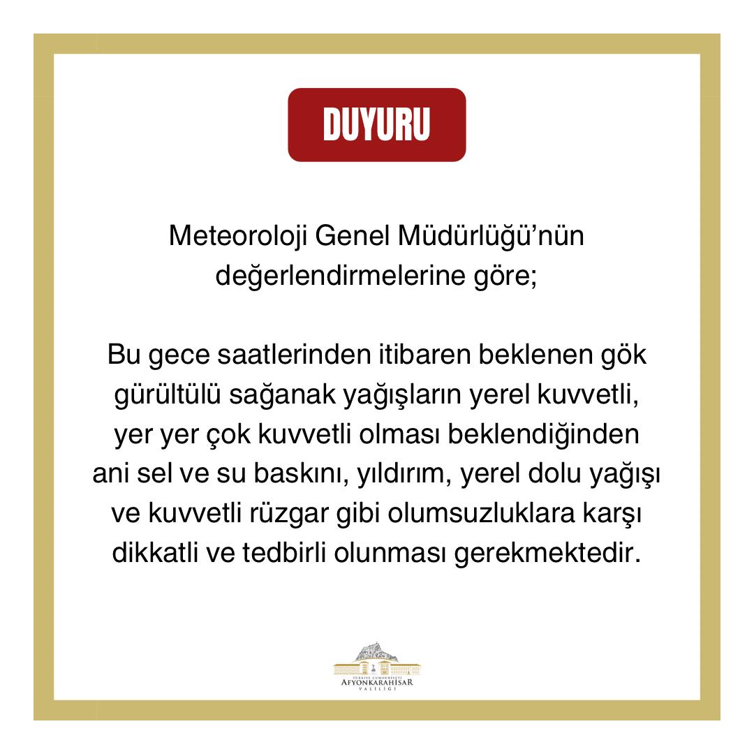Afyon Valiliği Uyardı!