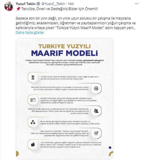 Milli Eğitim Bakanlığı'ndan Büyük Değişim Türkiye Yüzyılı Maarif Modeli Duyuruldu