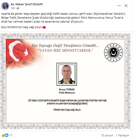 Milletvekili Olgun'dan Taziye Mesajı