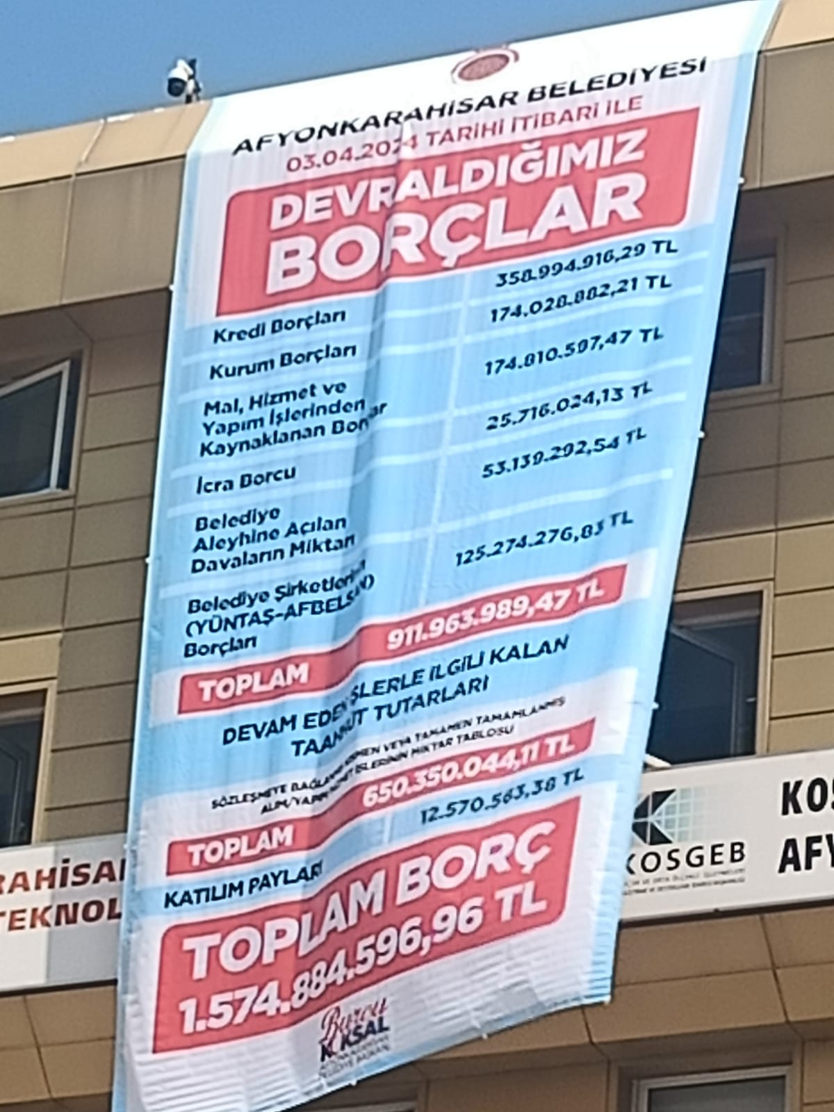 Önceki Dönem Borçları Belediye Binasına Asıldı! Afyonkarahisar Belediye Başkanı Burcu Köksal, Önceki Dönem Borçlarını Açıkladı