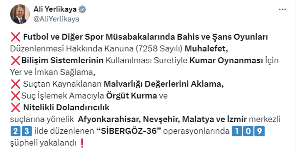 EMNİYET'TEN YASA DIŞI BAHİS AĞINA DARBE