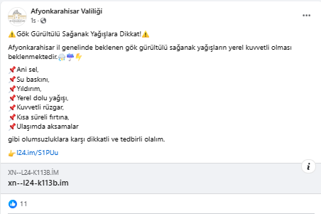 Afyonkarahisar Valiliğinden Uyarı!