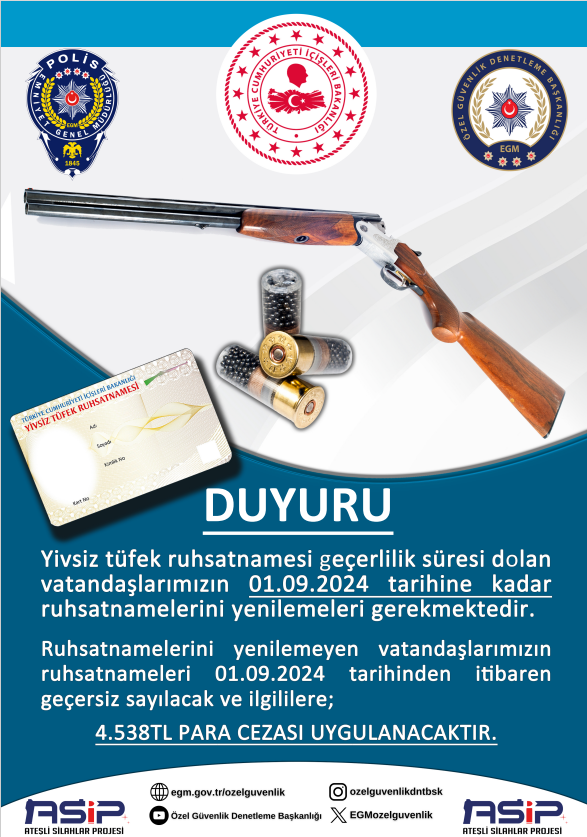 Afyon Emniyetinden Yivsiz Tüfek Ruhsat Uyarısı