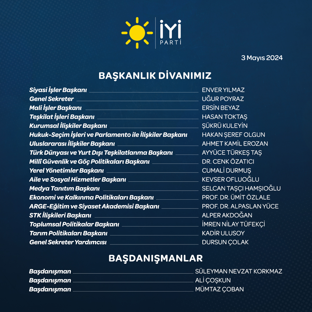 İYİ Partili Olgun Paylaştı İşte Yeni Başkanlık Divanı
