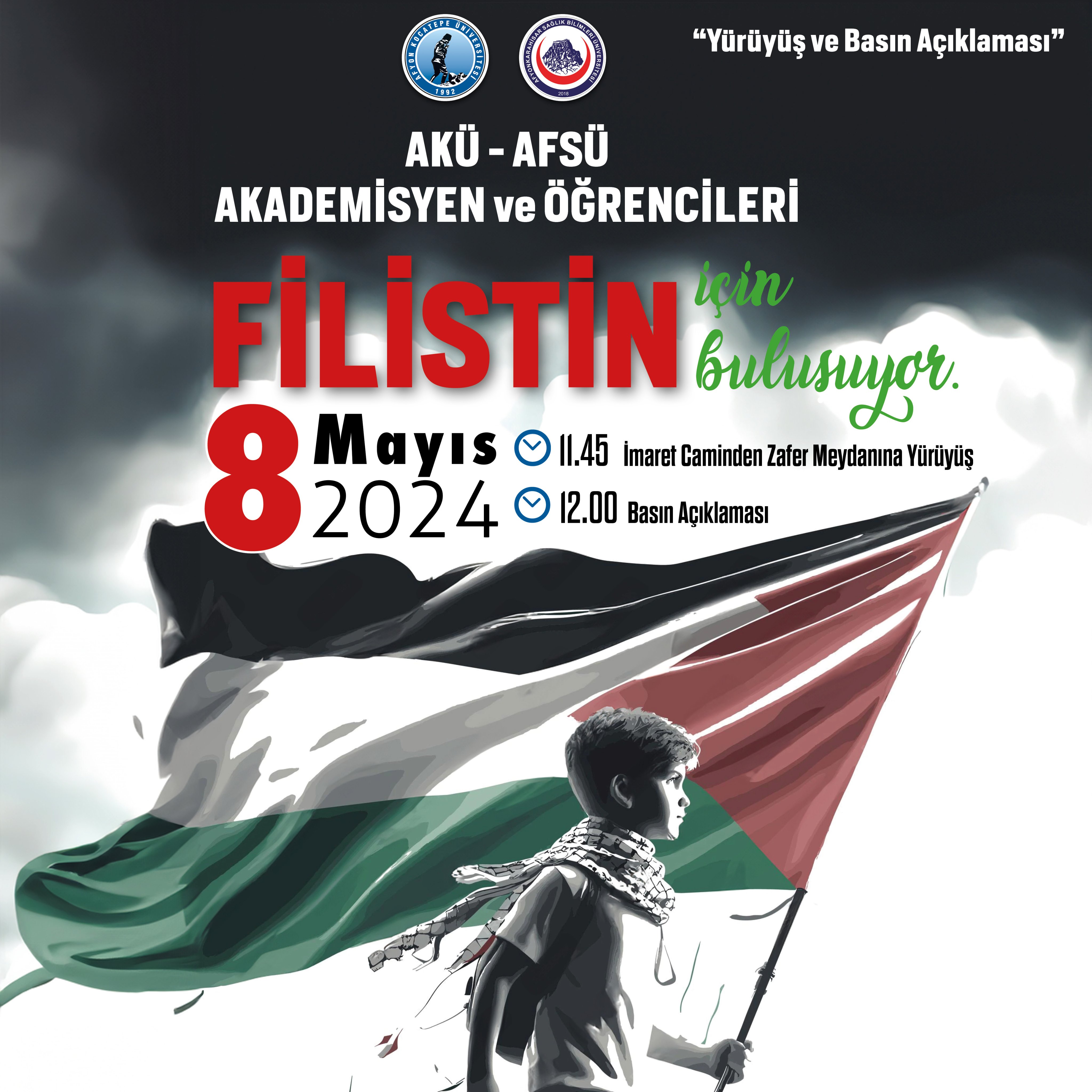 AFSÜ ve AKÜ'den Filistin'e Destek Yürüyüşü
