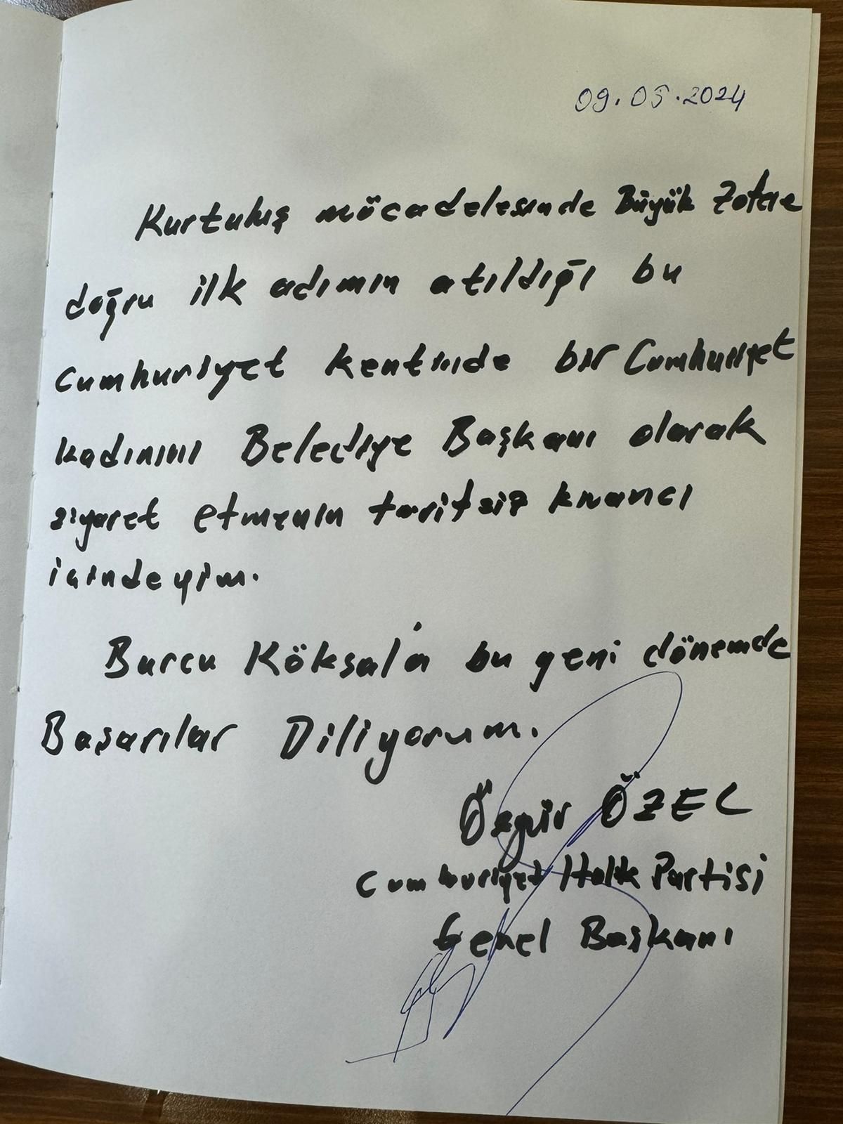 GENEL BAŞKAN ÖZEL’DEN KÖKSAL’A ÖVGÜ