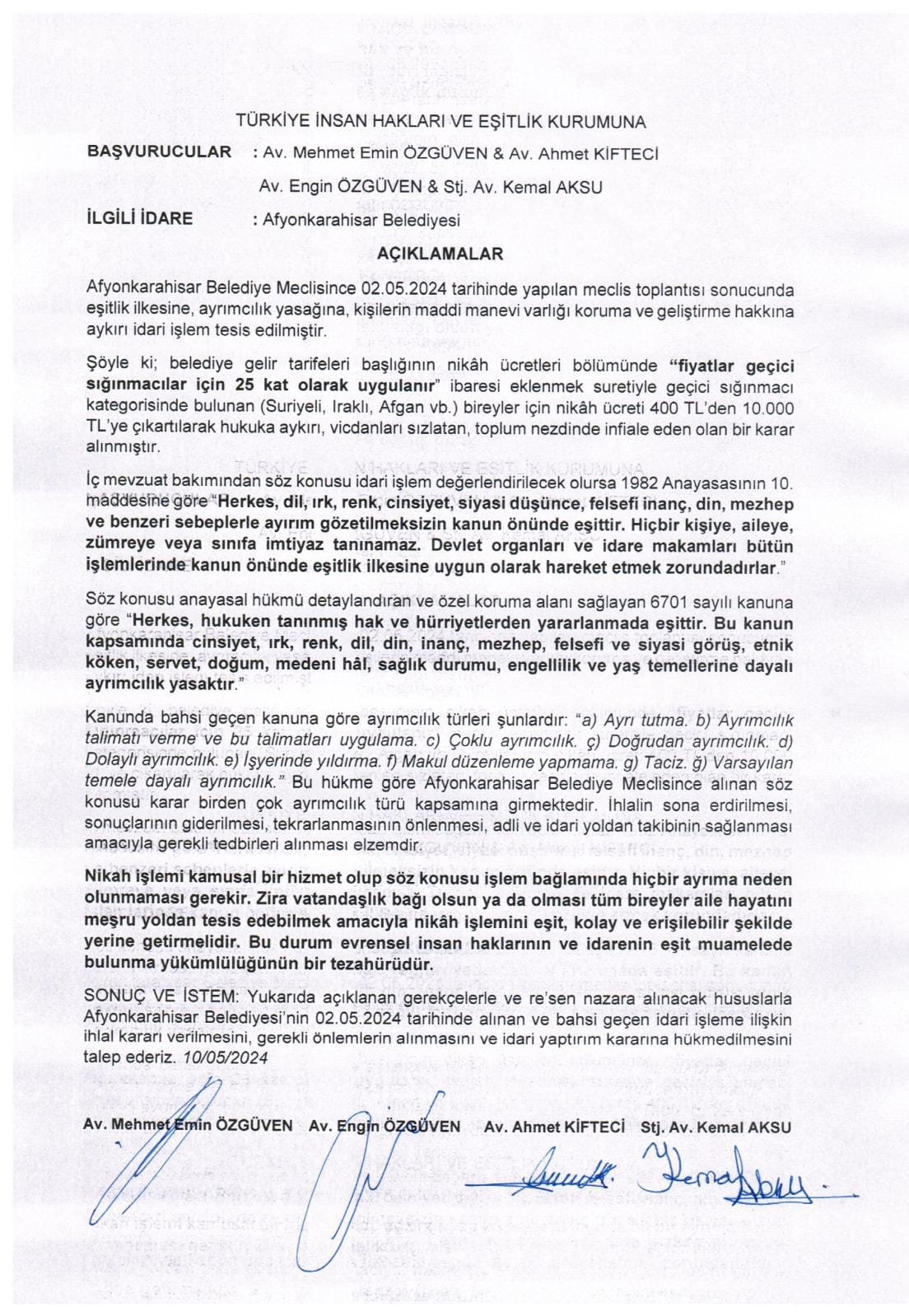 AFYONLU AVUKATLARDAN  BAŞKAN KÖKSAL'A : "VİCDANLARI SIZLATAN BİR KARAR"