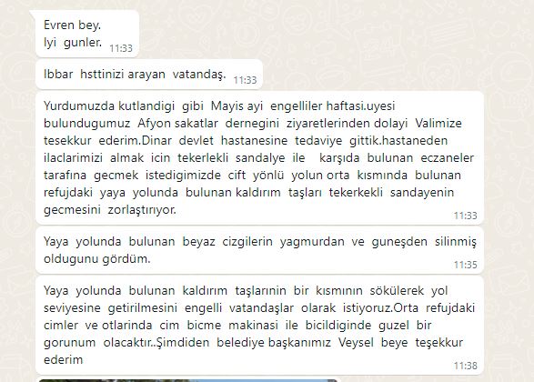 ENGELLİ VATANDAŞLAR  TÜRKELİNE ULAŞARAK TALEBLERİNİ İLETTİ