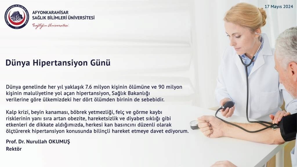 "HİPERTANSİYON ÜLKEMİZDE ÖLÜMLERİN BAŞLICA NEDENLERİNDEN BİRİ"