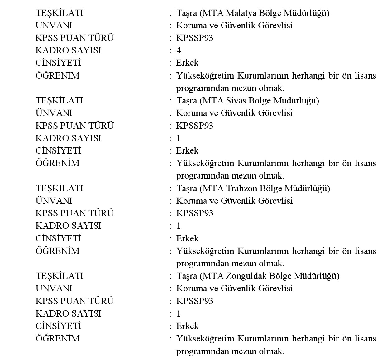 MTA Genel Müdürlüğü 22 Sözleşmeli Personel Alacak