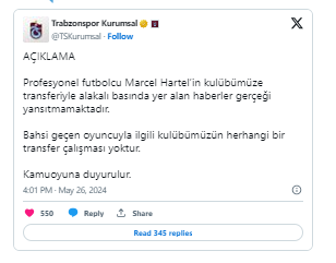 Trabzonspor Transfer Haberlerini Yalanladı