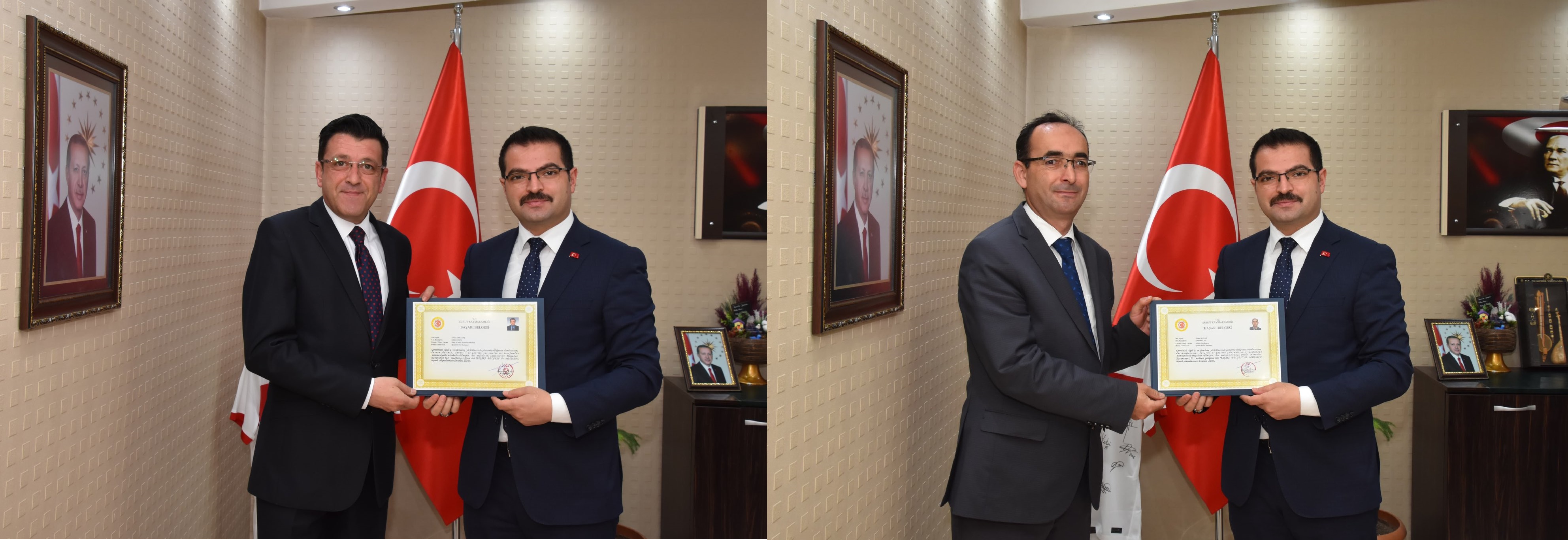 Görevlerinde Üstün Gayret Gösterdiler Belgelerini Kaymakam Han'dan Aldılar