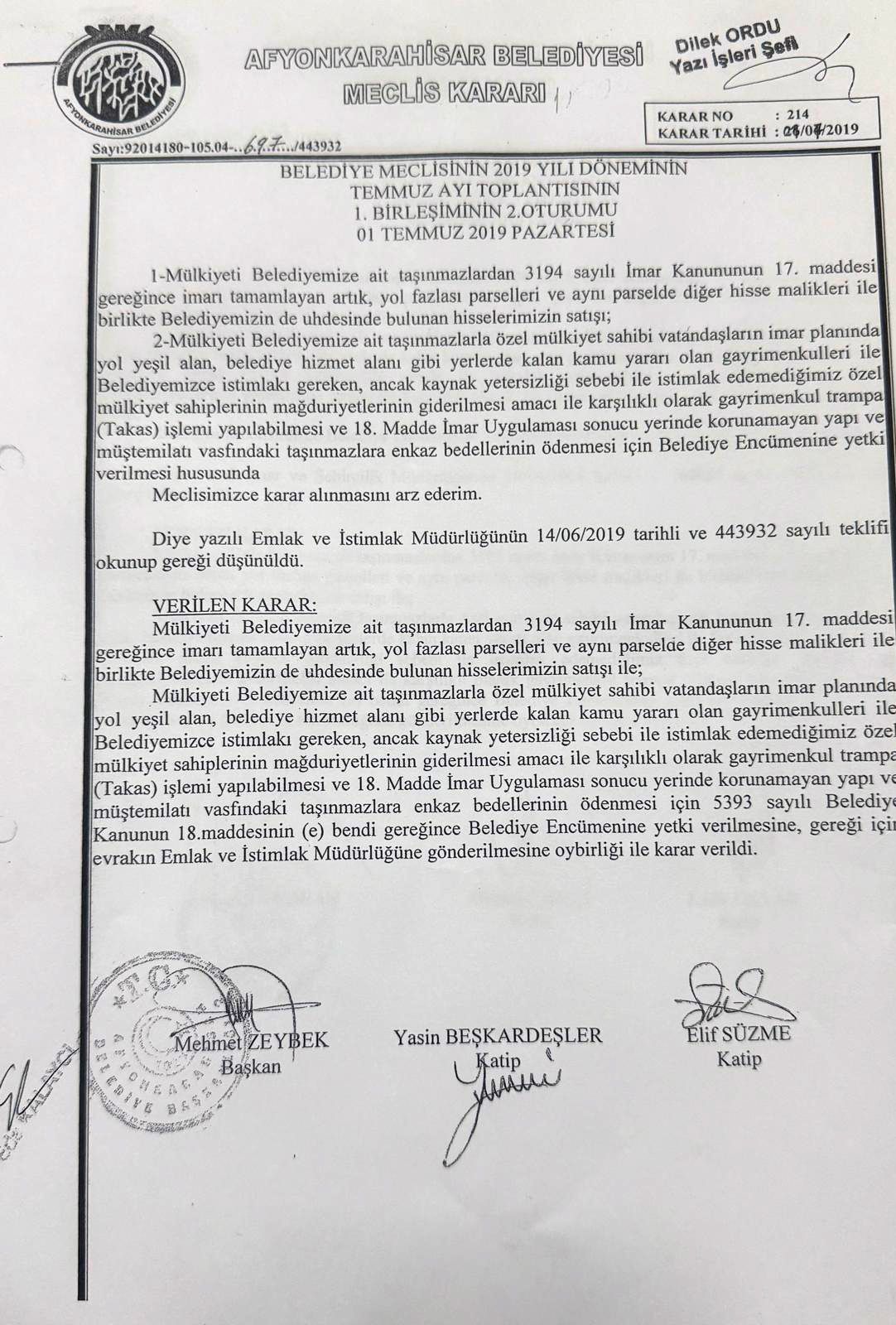 Afyonkarahisar Belediyesi: "Hukuka Aykırı Karar Yok!"