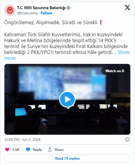 TSK'dan Başarılı Operasyon! Irak ve Suriye'nin kuzeyinde 16 terörist etkisiz hale getirildi
