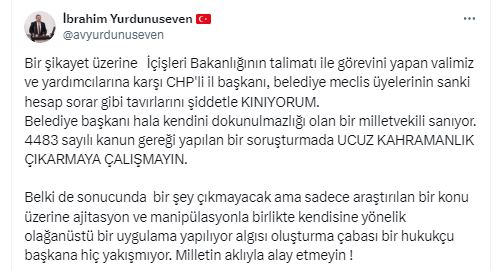 AK Partili Yurdunuseven ''Ucuz Kahramanlık Çıkarmaya Çalışmayın''