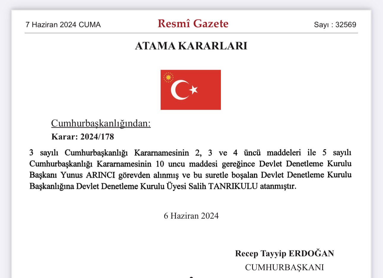 Resmi Gazetede Yayınladı Devlet Denetleme Kurulunda Görev Değişikliği