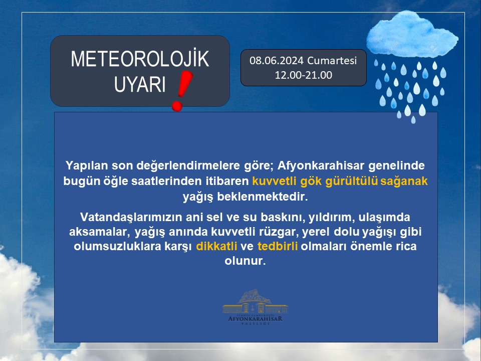 Valilik Uyardı: Kuvvetli Yağış Geliyor!