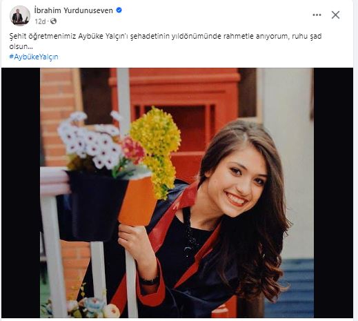 YURDUNUSEVEN ŞEHİT ÖĞRETMEN YALÇIN'I UNUTMADI