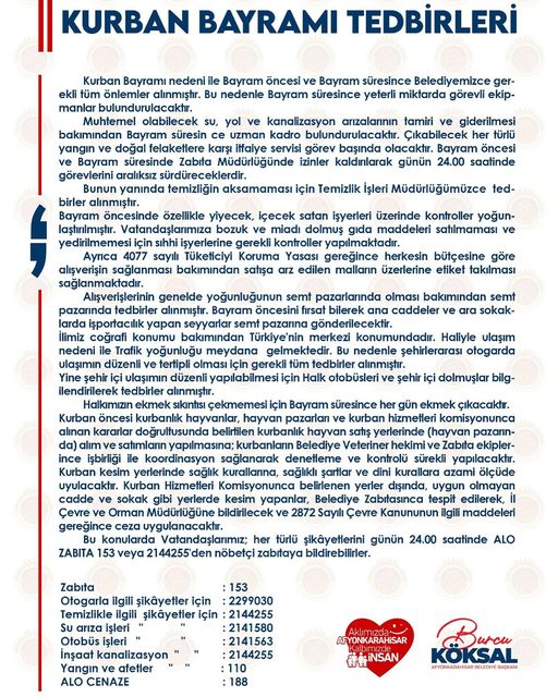 Afyonkarahisar'da Kurban Bayramı Tedbirleri Neler?