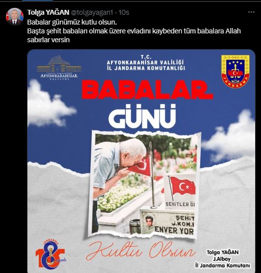 KOMUTAN YAĞAN ŞEHİT BABALARINI UNUTMADI