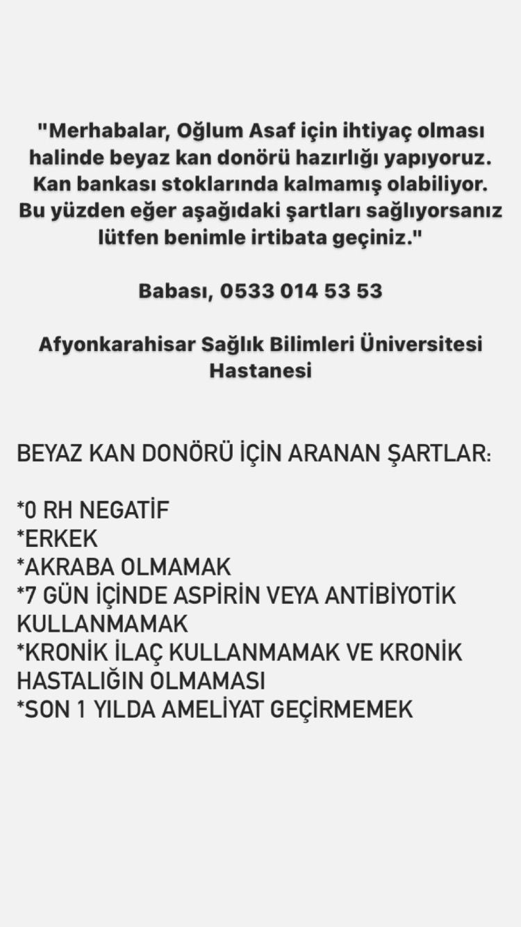 AFSÜ’de Yatmakta Olan Hasta İçin Acil Beyaz Kan Aranıyor