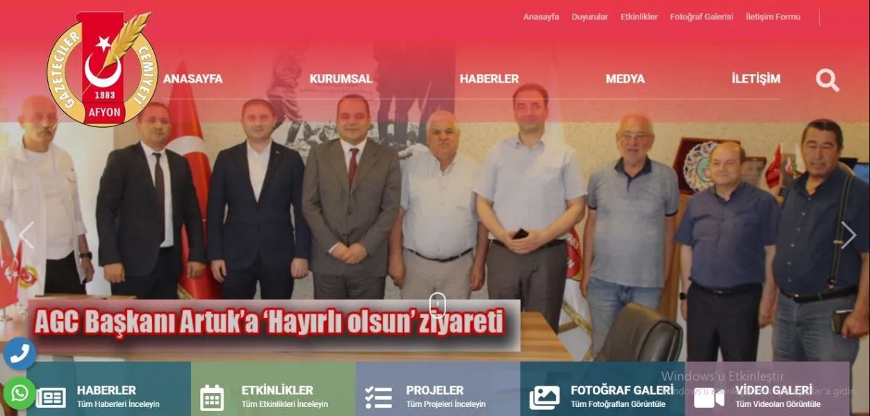 AFYON GAZETECİLER CEMİYETİ'NİN İNTERNET SİTESİ YAYINDA