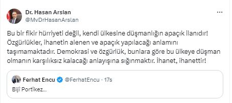Afyonlu Vekil Sert Tepki Gösterdi Arslan'ın Hedefinde HDP'li Encu Yer Aldı