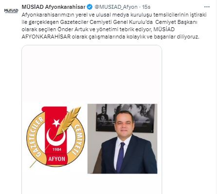 MÜSİAD Afyon'dan Başkan Artuk'a Tebrik