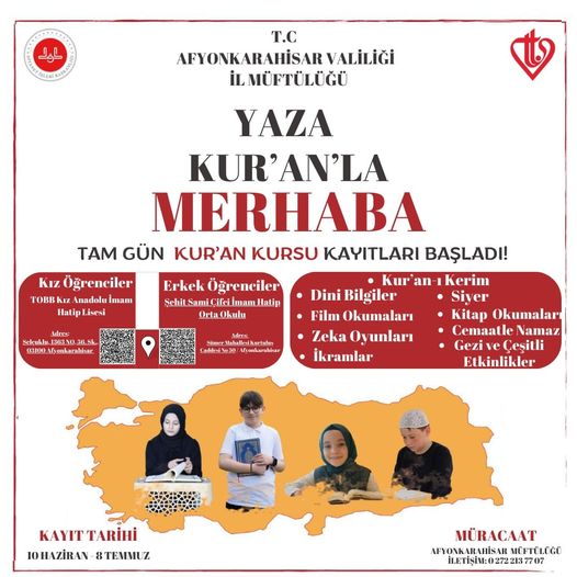 “Yaza Kur’an’la Merhaba” Tam Gün Yaz Kur’an Kursu Kayıtları Başladı