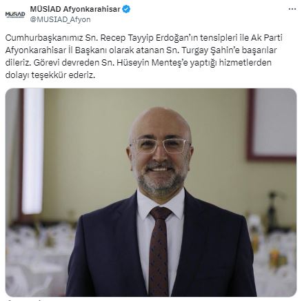 Çiçeği Burnunda Başkan Şahin'e MÜSİAD Afyon'dan Tebrik Geldi