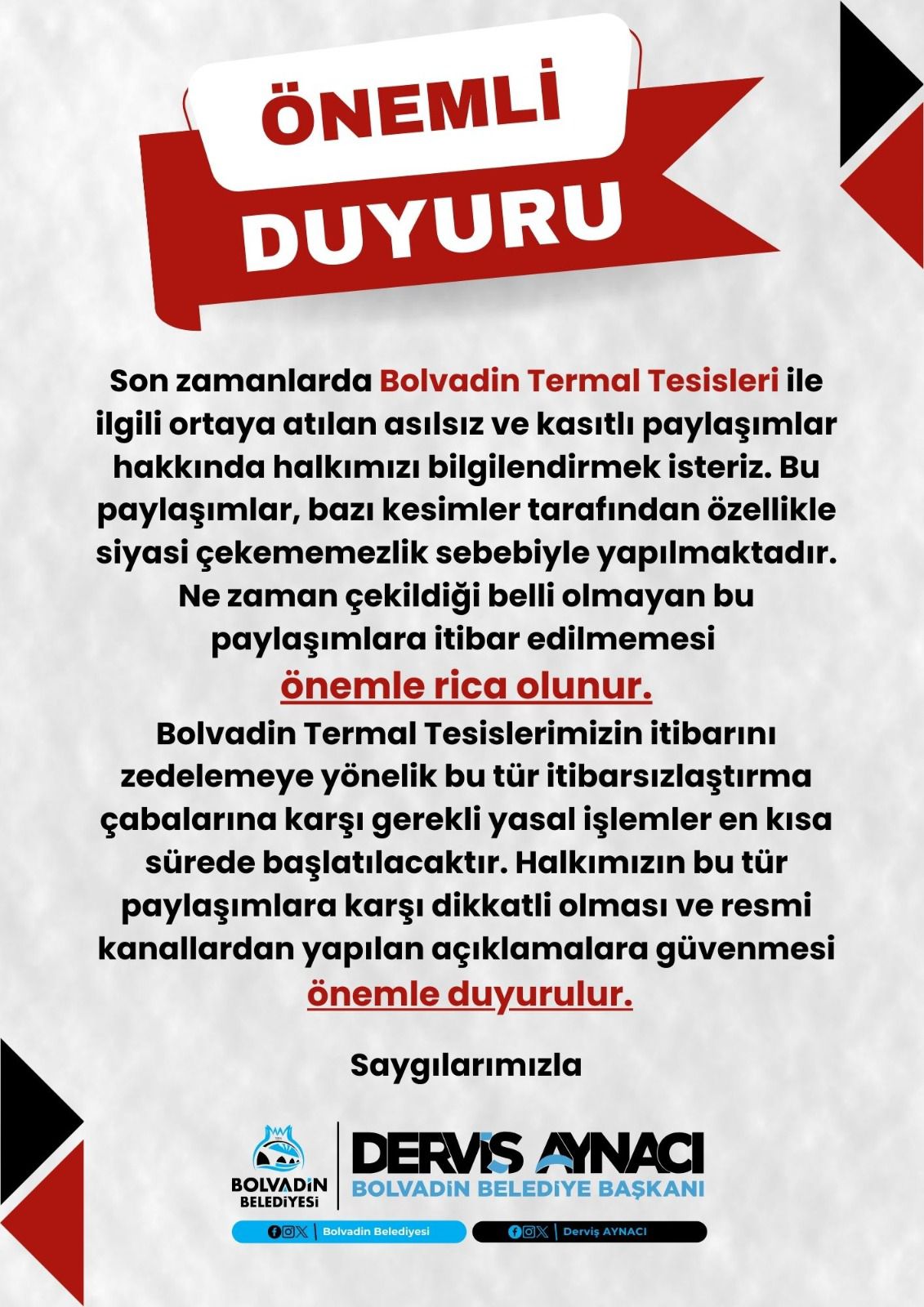 Başkan Aynacı Suskunluğunu Bozdu "Termal Tesislerimizin İtibarını Koruyacağız"