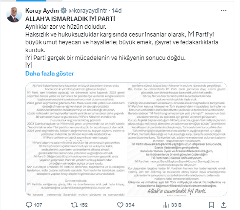 Koray Aydın İyi Parti'den İstifa Etti!